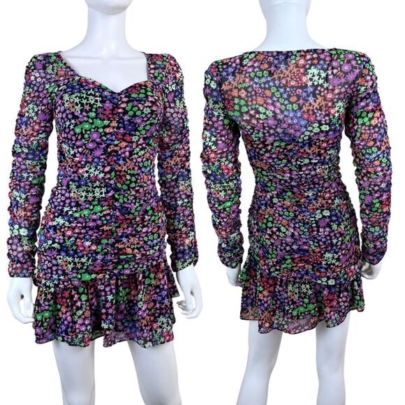 Zara Dresses & Skirts - Zara Size XS Ruched Tiered Semi Sheer Resort Floral Print Draped Mini NEW Dress